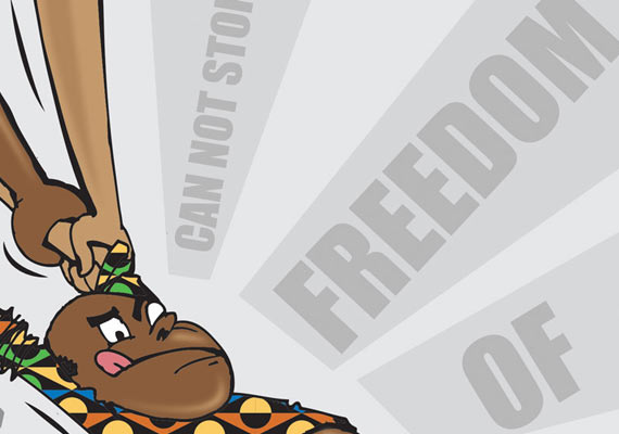 Fighting For Press Freedom, FrontPage Africa (FPA). Cartoon By Chase Walker.